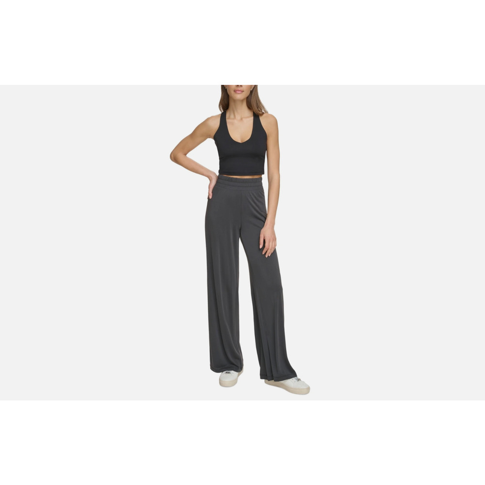 DKNY Sport Women Relaxed-Fit High Rise Wide-Leg Pants Black Size XL